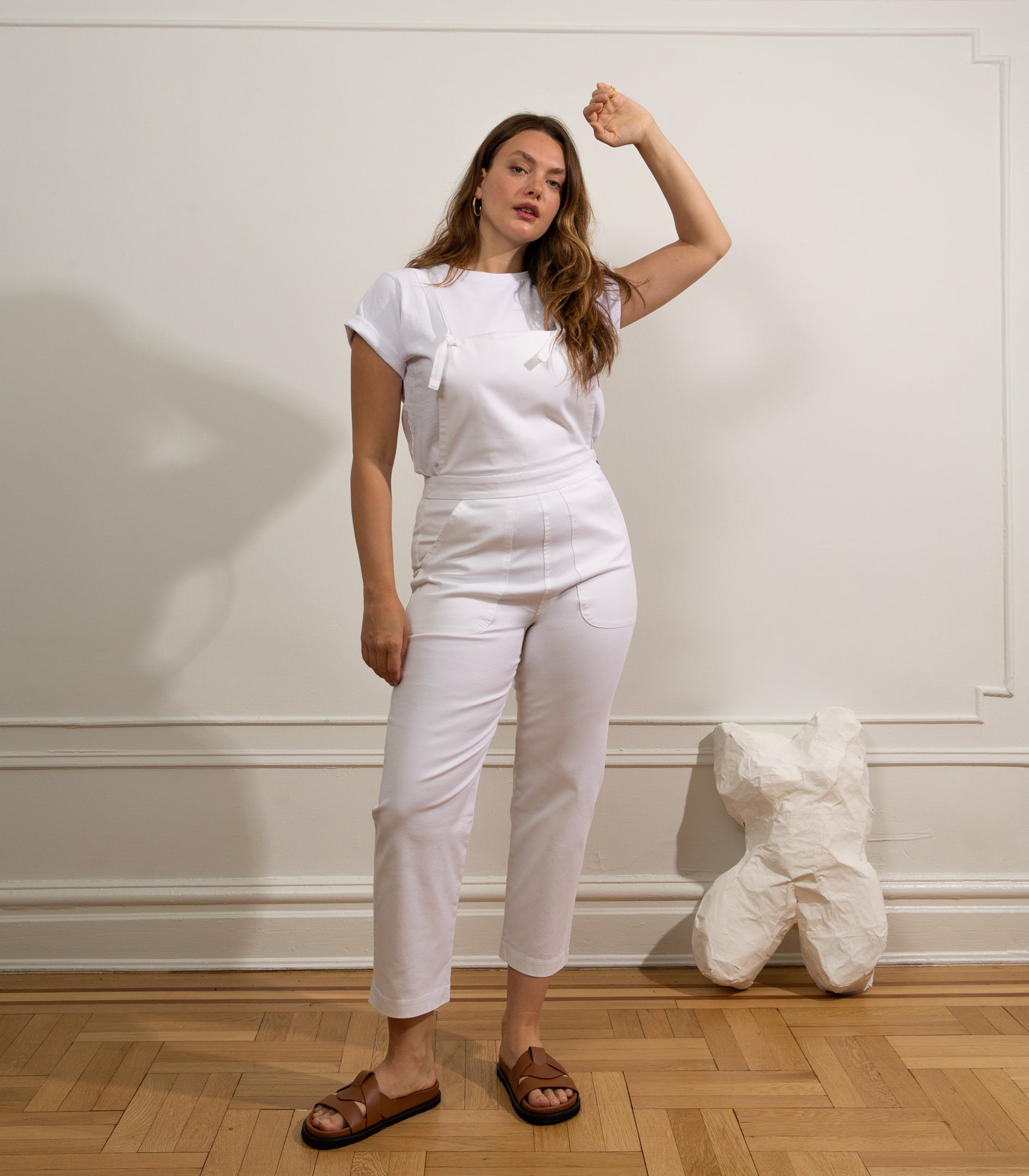 Knot Overalls - White SAMPLE SALE